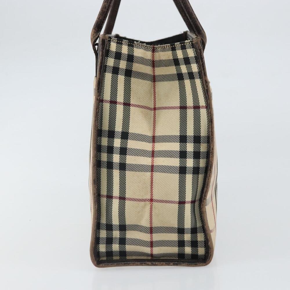 BURBERRY Nova Check Hand Bag Canvas Blue Silver Auth 161282 - Picture 3 of 16